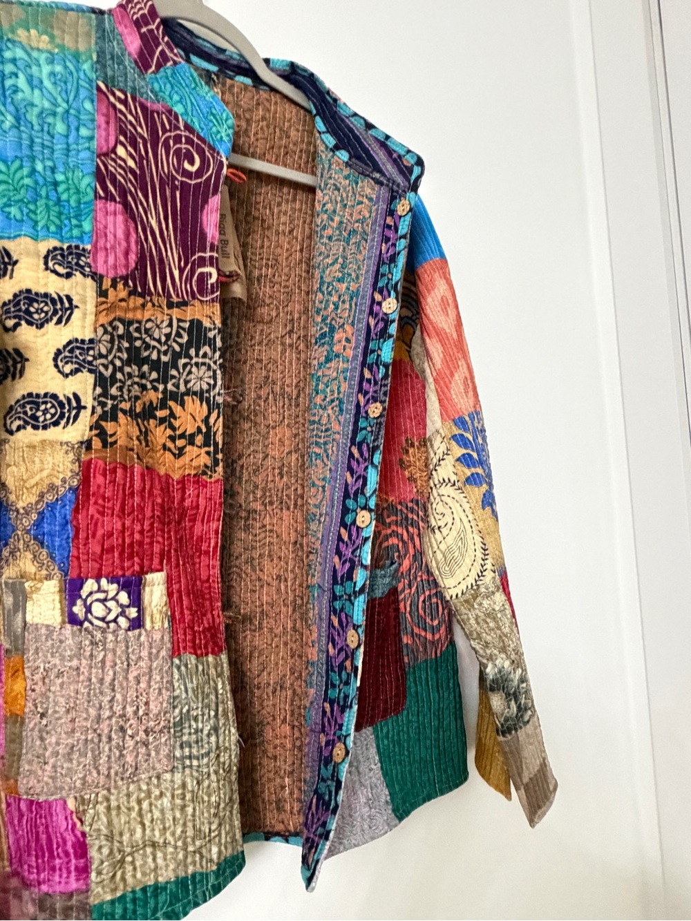 Multicolor Patchwork Button-Front Women's Jacket - Picture 7 of 8